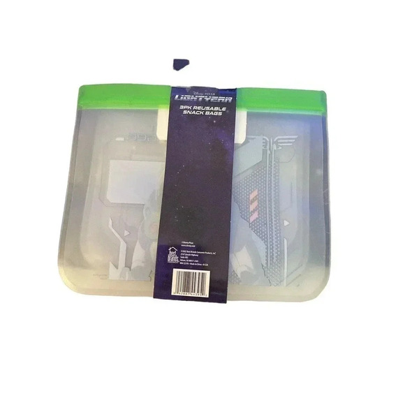 Disney Pixar Buzz Lightyear 3 pack Reusable Silicone Snack Bags NEW - Picture 2 of 2